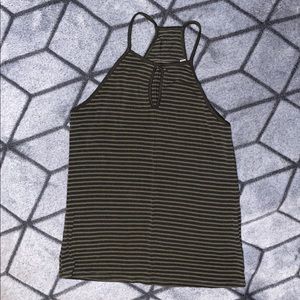 Green halter tank top.